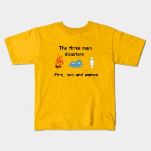 Fire, woman and sea Kids T-Shirt